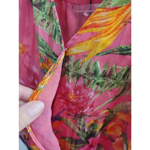 Cupcakes & Cashmere Womens Top Blouse Wrap Tropical Floral XS Pink - Picture 3 of 8